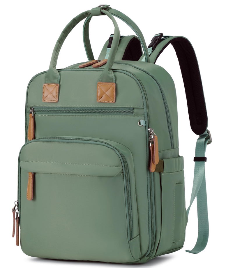 LORADI 18 Pockets Large Diaper Bag Backpack with Waterproof Pockets and Stroller Buckle, Convertible Baby Bag (Green, Large) - Image 1