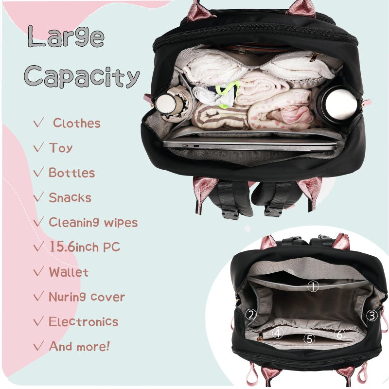 LORADI 18 Pockets Large Diaper Bag Backpack with Waterproof Pockets and Stroller Buckle, Convertible Baby Bag (Green, Large) - Image 4