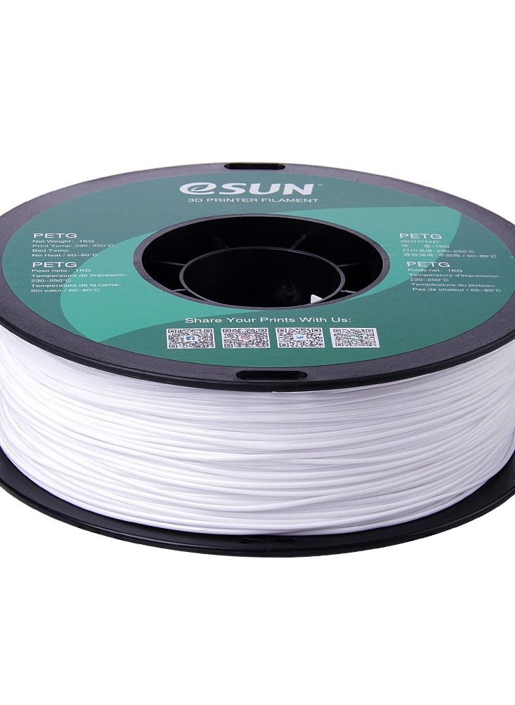 eSUN - Esun 3D Printer Filament PETG 1.75 mm Dimensional Accuracy +/- 0.05 mm 1 Kg (2.2 lbs) Spool 3D Printing Material for 3D Printers - Solid White - Image 1