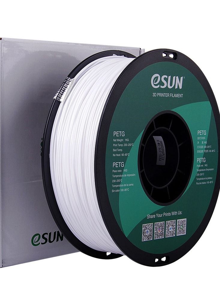 eSUN - Esun 3D Printer Filament PETG 1.75 mm Dimensional Accuracy +/- 0.05 mm 1 Kg (2.2 lbs) Spool 3D Printing Material for 3D Printers - Solid White - Image 1