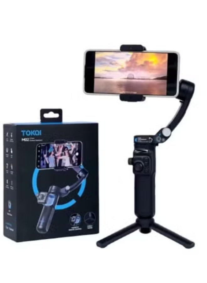 TOKQI M02 3-Axis Folding Phone Gimbal Stabilizer with Tripod and Fill Light, Handheld Smartphone Video Stabilizer for Vlogging, Photography, Live Streaming and Content Creation - Image 1