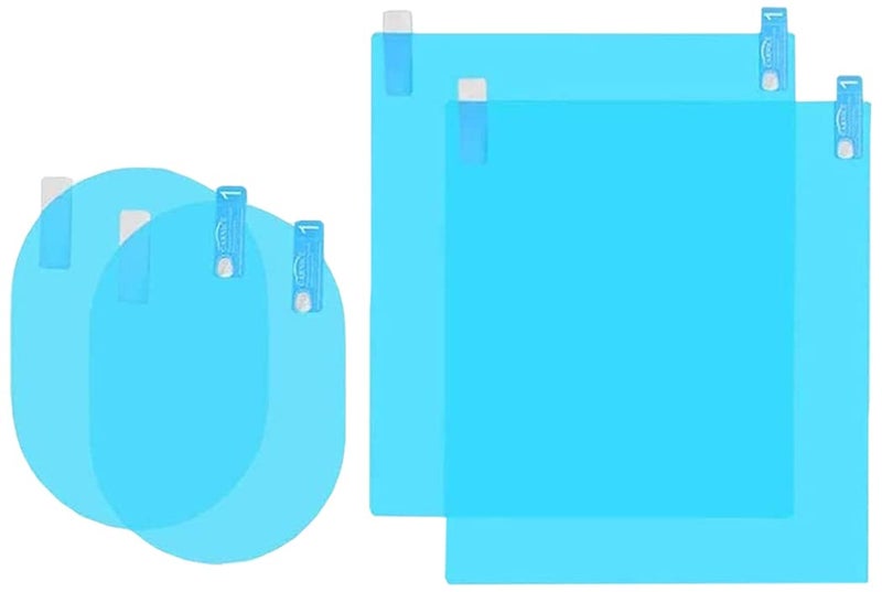 KeepCart Car Rearview Mirror Protective Oval Square Rainproof HD Clear Film - 4 Pieces - Image 3