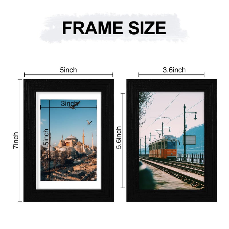 Vittanly 4x6 Picture Frames Set of 9  Display 3.5x5 Pictures with Mat or 4x6 without Mat  Collage Frames for Wall or Tabletop  Engineered Wood  Black - Image 5