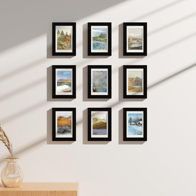 Vittanly 4x6 Picture Frames Set of 9  Display 3.5x5 Pictures with Mat or 4x6 without Mat  Collage Frames for Wall or Tabletop  Engineered Wood  Black - Image 2