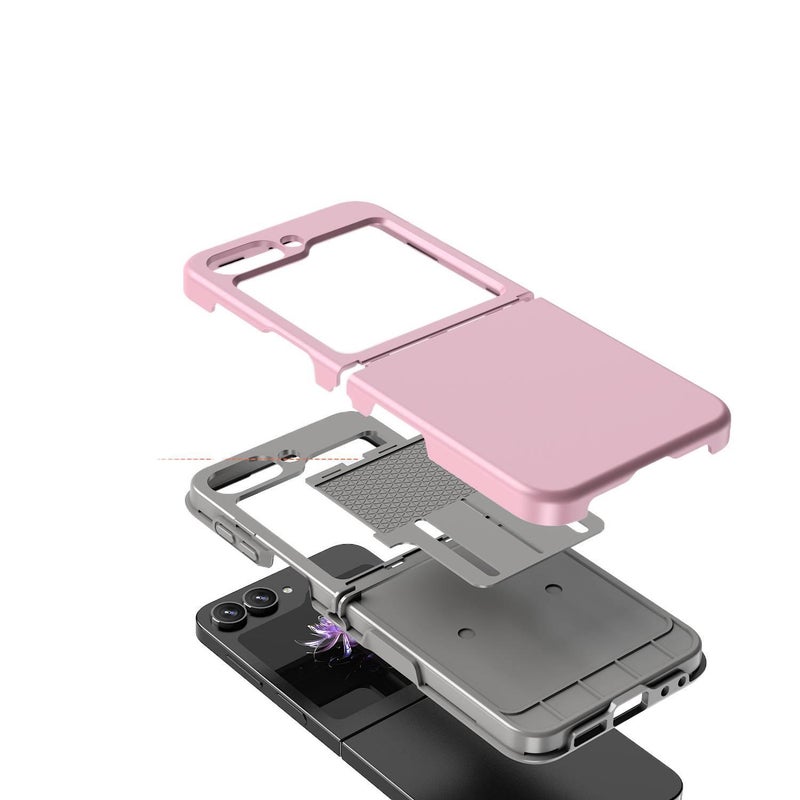 غطاء واقي، حماية من السقوط , تغطية كاملة، TPU + PC، مقاوم للصدمات لـ samsungzflip6/zflip5، وردي من مادة TPU باللون الوردي للحمل اليومي للاستخدام المتكرر للاستخدام الخارجي - Image 4