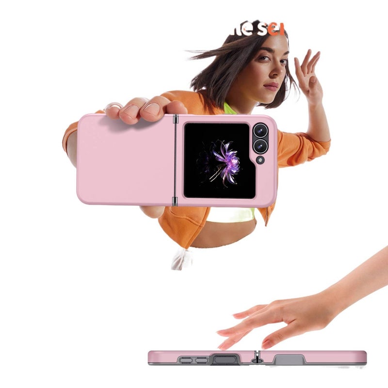 غطاء واقي، حماية من السقوط , تغطية كاملة، TPU + PC، مقاوم للصدمات لـ samsungzflip6/zflip5، وردي من مادة TPU باللون الوردي للحمل اليومي للاستخدام المتكرر للاستخدام الخارجي - Image 2