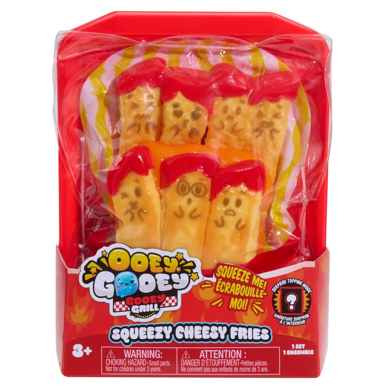 Just Play Ooey Gooey Gooey Grill Squeezy Cheesy Fries Set with Toppings Super Soft and Squishy Play Food Fidget and Sensory Toy for Kids Girls Boys Ages 3 and Up by Just Play - Image 3