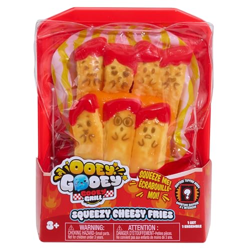 Just Play Ooey Gooey Gooey Grill Squeezy Cheesy Fries Set with Toppings Super Soft and Squishy Play Food Fidget and Sensory Toy for Kids Girls Boys Ages 3 and Up by Just Play - Image 1