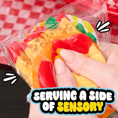 Just Play Ooey Gooey Gooey Grill Squeezy Cheesy Fries Set with Toppings Super Soft and Squishy Play Food Fidget and Sensory Toy for Kids Girls Boys Ages 3 and Up by Just Play - Image 5