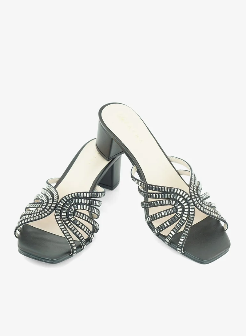 زينة 221-301 Zayna Ladies Classic Low Block Slides 18F8827-16 Black