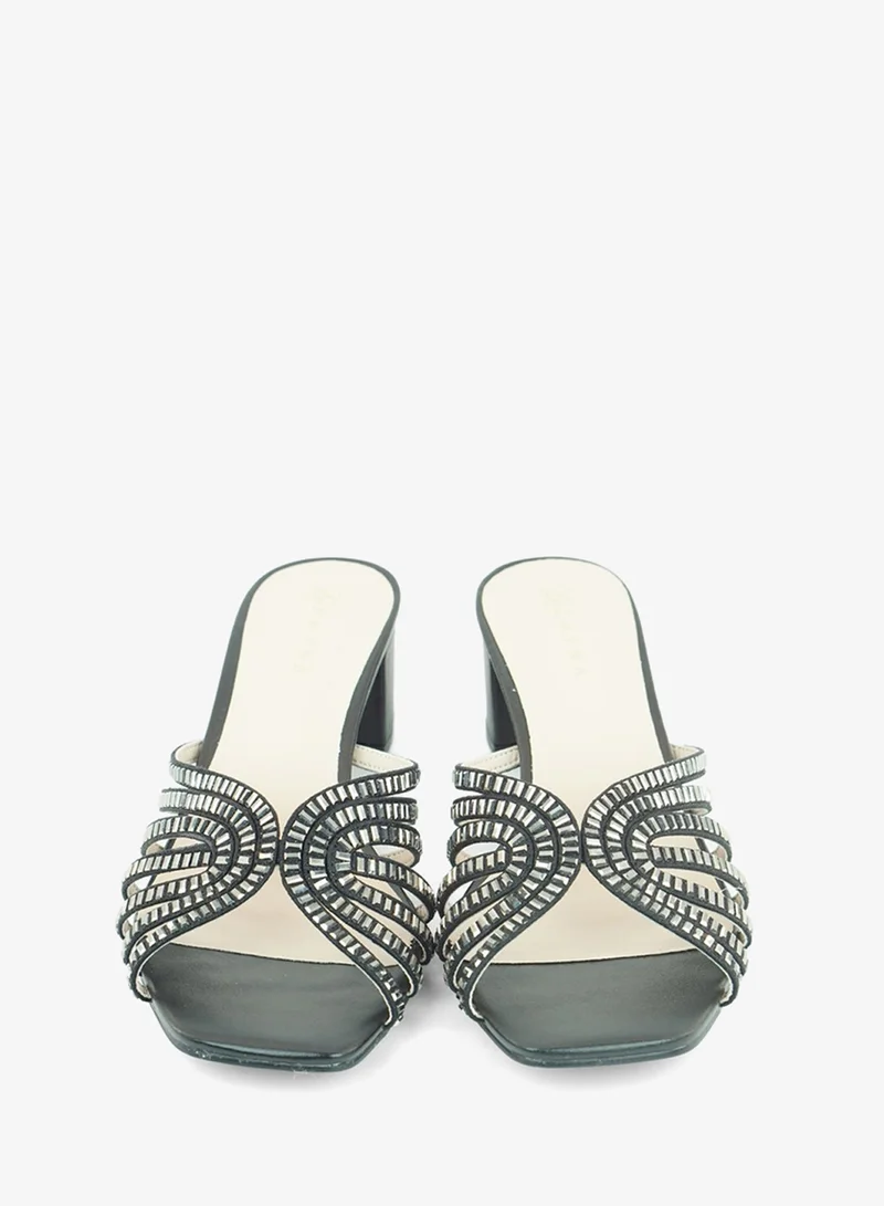 Zayna  221-301 Zayna Ladies Classic Low Block Slides 18F8827-16 Black for Women | Best Price UAE