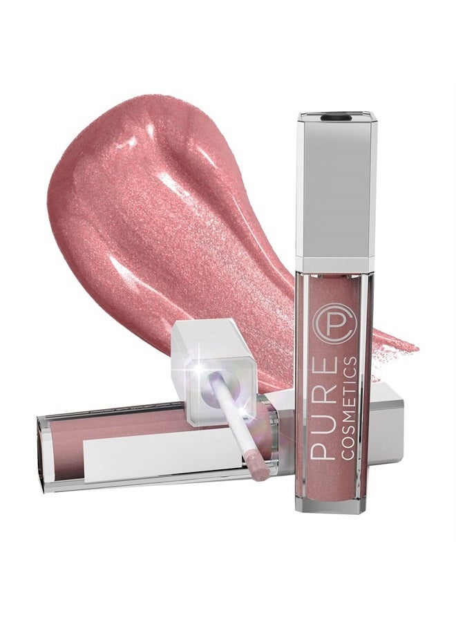 Pure Cosmetics Lip Gloss, Pouty Pink - Hydrating & Ultra-Moisturizing Lip Makeup with Jojoba Oil, Sweet Almond Oil & Vitamin E, LED Applicator with Mirror, Cruelty-Free and Talc-Free - Image 1