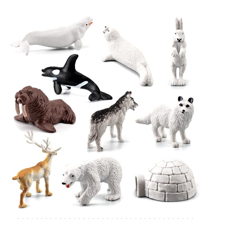 OUKEYI 10PCS Realistic Polar Animals Figurines Mini Arctic Animals Toys Set 12 Inch Plastic Tundra Deer Bear Fox Kids Diorama Birthday Gift - Image 3