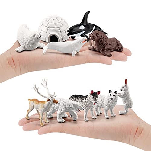 OUKEYI 10PCS Realistic Polar Animals Figurines Mini Arctic Animals Toys Set 12 Inch Plastic Tundra Deer Bear Fox Kids Diorama Birthday Gift - Image 5