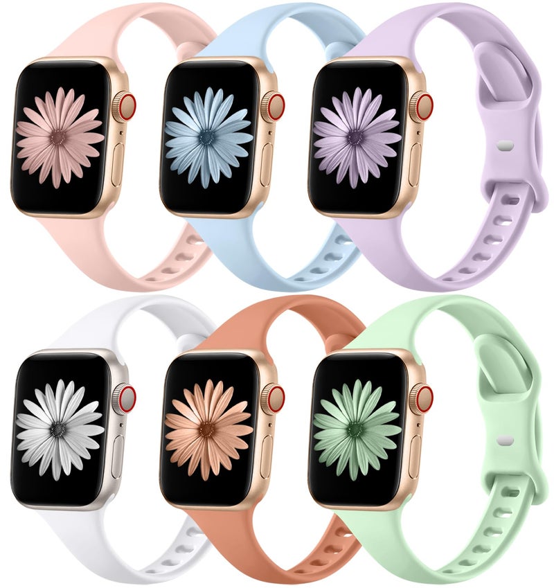 Lerobo Slim Band Compatible with Apple Watch Series 9 Band 41mm 40mm 38mm 42mm 44mm 45mm 49mm Women Men,Soft Narrow Thin Waterproof Silicone Replacement Sport Band for iWatch Bands Series 8 7 6 5 4 3 - Image 1
