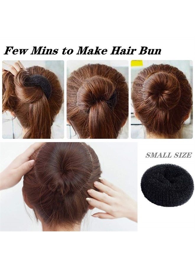 FULINJOY 4 Pack Extra Small Hair Bun Maker Mini Chignon Hair Doughnut Shaper Hair Donut Sock Bun Form for Kids, Girls, Short and Thin Hair (Small Size 2.4 Inch, Black)