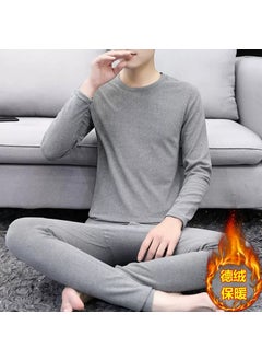 Generic Double-sided Velvet Thermal Underwear Set for Men Light gray  - Image 1