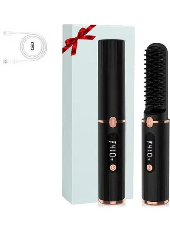 Beard Straightener for Men, Cordless Portable Heated Beard Straightening Comb with Display LCD, Anti-Scald & Ionic Technology, 15S Fast Heat up, Auto Shut Off, Portable Comb for Travel Home - Image 2