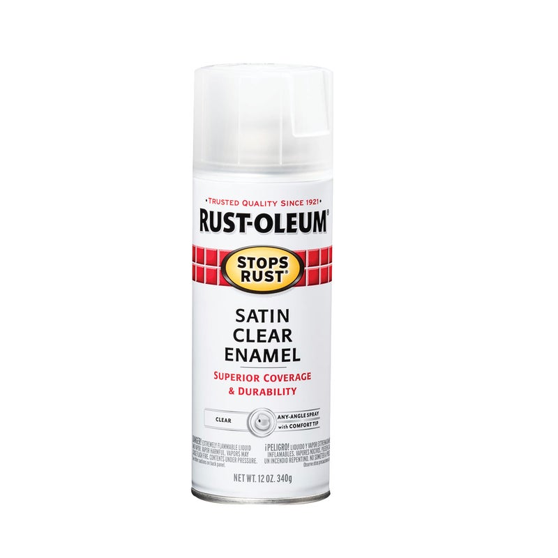 Rust-Oleum 285092 Stops Rust Spray Paint, 12 Oz, Satin Clear - Image 1