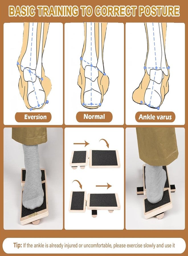 Pylzodsi Ankle Balance Board 3 Optional Levels, Wooden Ankle Strengthener with Physical Therapy Guide for Plantar Fasciitis Relief, Achilles Pain, Posture Corrector, Foot Stretcher, Balance Training - Image 4