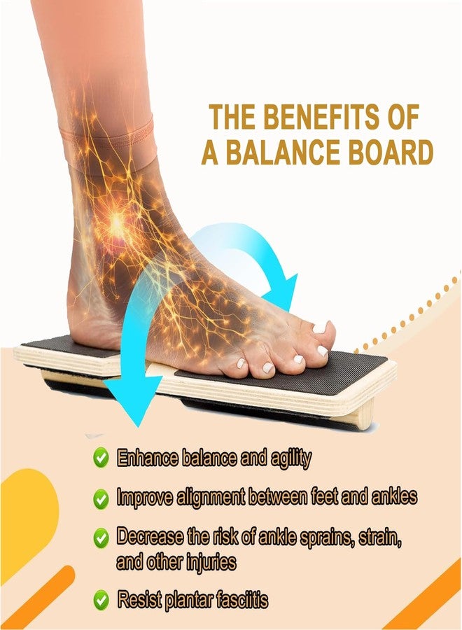 Pylzodsi Ankle Balance Board 3 Optional Levels, Wooden Ankle Strengthener with Physical Therapy Guide for Plantar Fasciitis Relief, Achilles Pain, Posture Corrector, Foot Stretcher, Balance Training - Image 3