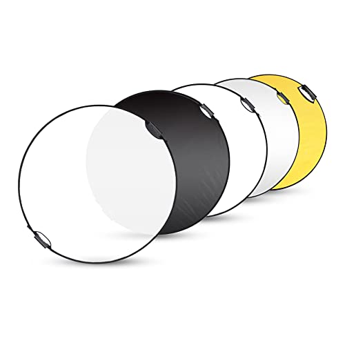 Selens 43 Inch (110cm) Photography Reflector, Collapsible Light Reflector with Carrying Case, 5 in 1 Reflector for Photography Photo Studio Lighting -Translucent, Silver, Gold, White and Black - Image 1
