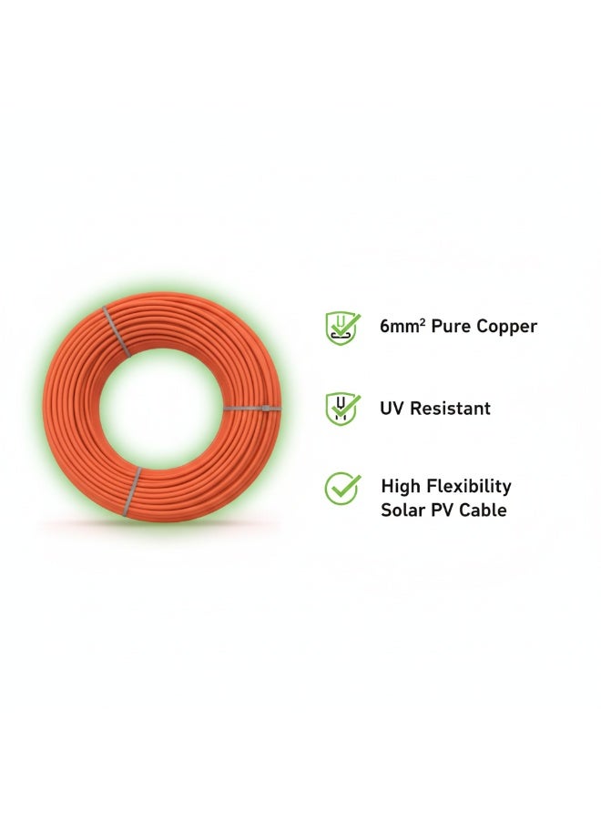 سلك طاقة شمسية تيار مستمر 6 مم² 100 متر أحمر | كابل نحاسي مقاوم للأشعة فوق البنفسجية للألواح الشمسية والمحولات - Image 3