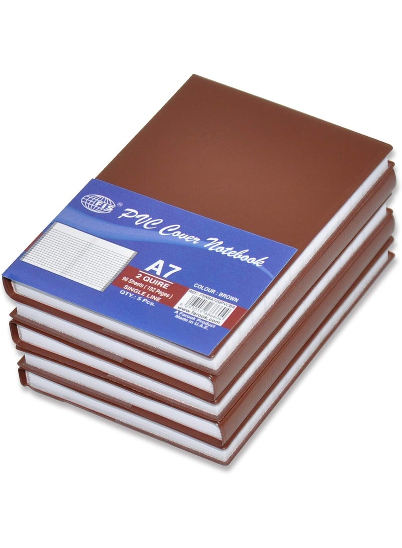 FIS PVC Notebook A7, 2-Quires Brown 5-Piece - FSNBA72QPVCBR  - Image 1