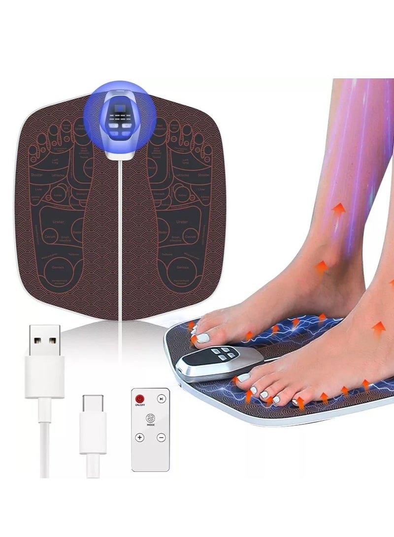 حصيرة تدليك القدم لاعتلال الأعصاب، جهاز تدليك القدمين بتقنية EMS لتحسين الدورة الدموية وتخفيف الألم، آلة تدليك قابلة للطي للقدمين والساقين مع 8 أوضاع و32 مستوى شدة لاسترخاء العضلات، مؤهل لبرامج FSA وHSA. - Image 1