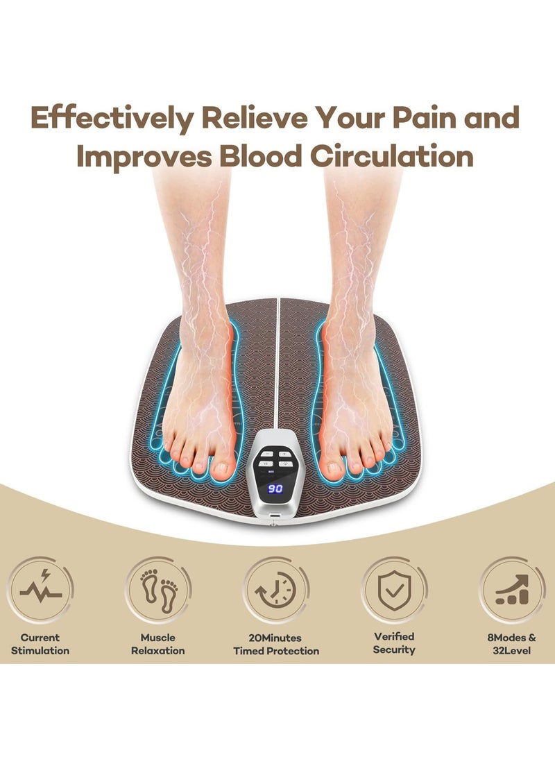 حصيرة تدليك القدم لاعتلال الأعصاب، جهاز تدليك القدمين بتقنية EMS لتحسين الدورة الدموية وتخفيف الألم، آلة تدليك قابلة للطي للقدمين والساقين مع 8 أوضاع و32 مستوى شدة لاسترخاء العضلات، مؤهل لبرامج FSA وHSA. - Image 2