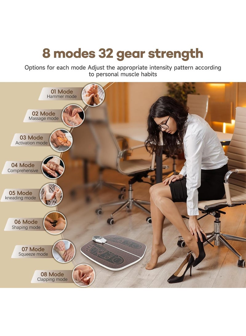 حصيرة تدليك القدم لاعتلال الأعصاب، جهاز تدليك القدمين بتقنية EMS لتحسين الدورة الدموية وتخفيف الألم، آلة تدليك قابلة للطي للقدمين والساقين مع 8 أوضاع و32 مستوى شدة لاسترخاء العضلات، مؤهل لبرامج FSA وHSA. - Image 4