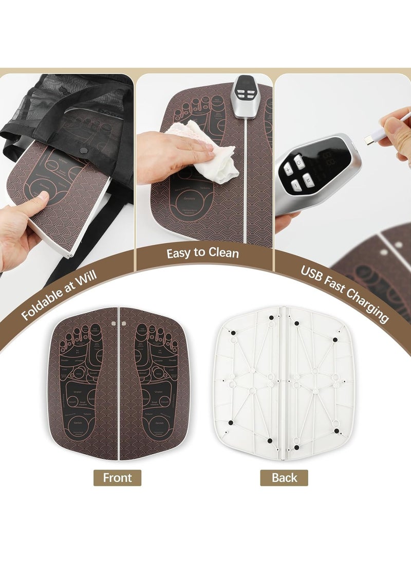 حصيرة تدليك القدم لاعتلال الأعصاب، جهاز تدليك القدمين بتقنية EMS لتحسين الدورة الدموية وتخفيف الألم، آلة تدليك قابلة للطي للقدمين والساقين مع 8 أوضاع و32 مستوى شدة لاسترخاء العضلات، مؤهل لبرامج FSA وHSA. - Image 5