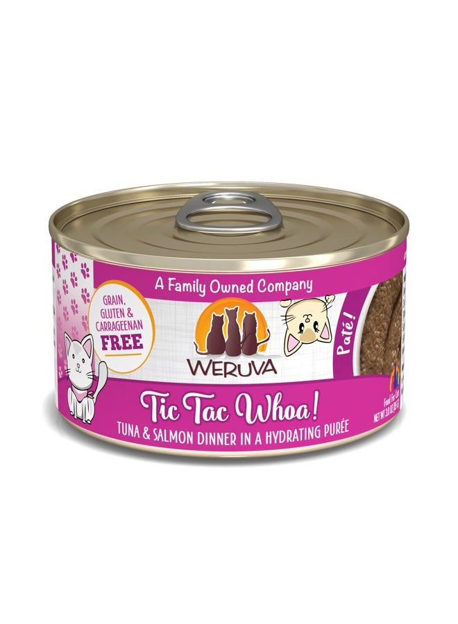 Weruva Classic Cat Paté, Tic Tac Whoa! with Tuna & Salmon, 3oz Can (Pack of 12) - Image 1