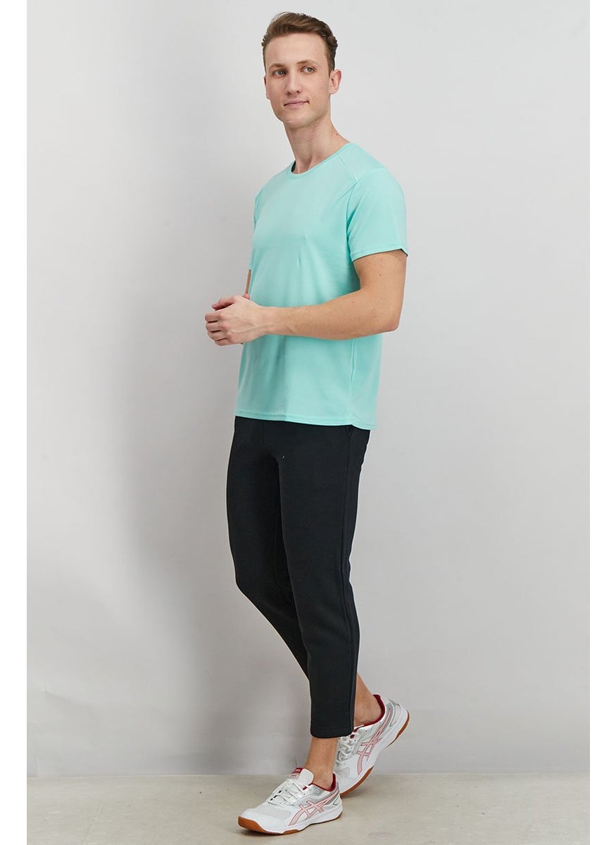 Tchibo Men Sportswear Fit Crew Neck Short Sleeve T-shirt, Turquoise  - Image 3