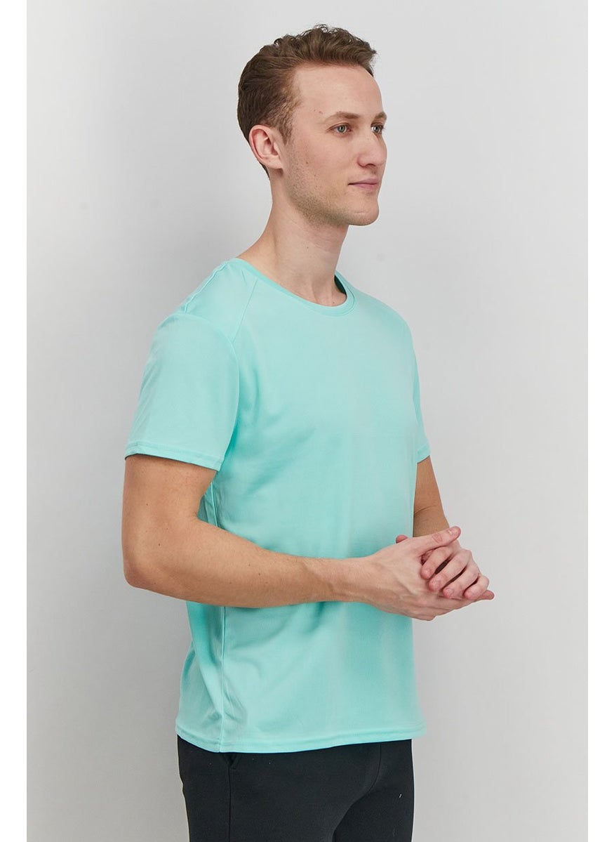 Tchibo Men Sportswear Fit Crew Neck Short Sleeve T-shirt, Turquoise  - Image 2
