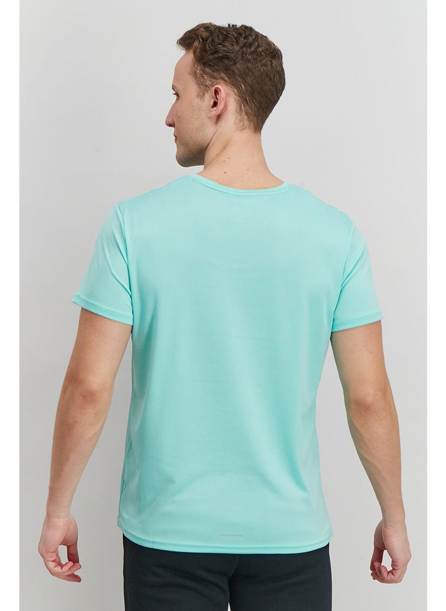 Tchibo Men Sportswear Fit Crew Neck Short Sleeve T-shirt, Turquoise  - Image 4