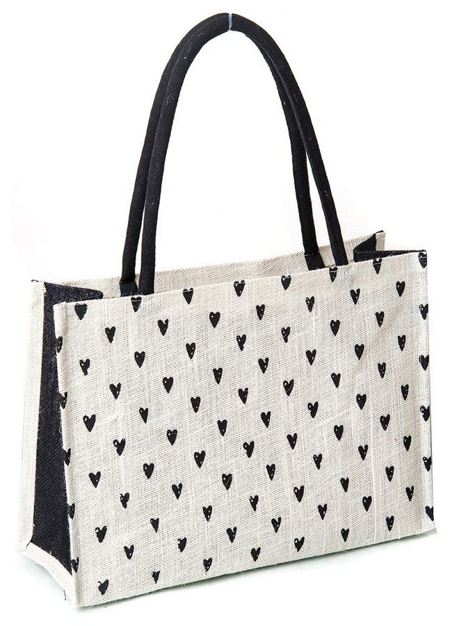 H&B Jute Shopping Bag - Jute Bags for grocery shopping | Trendy Bag | Shoulder Bag | Grocery Shopping Bag Large | Shopper Tote Bag - Heart (Combo of 2 - Red, Black) - Image 5