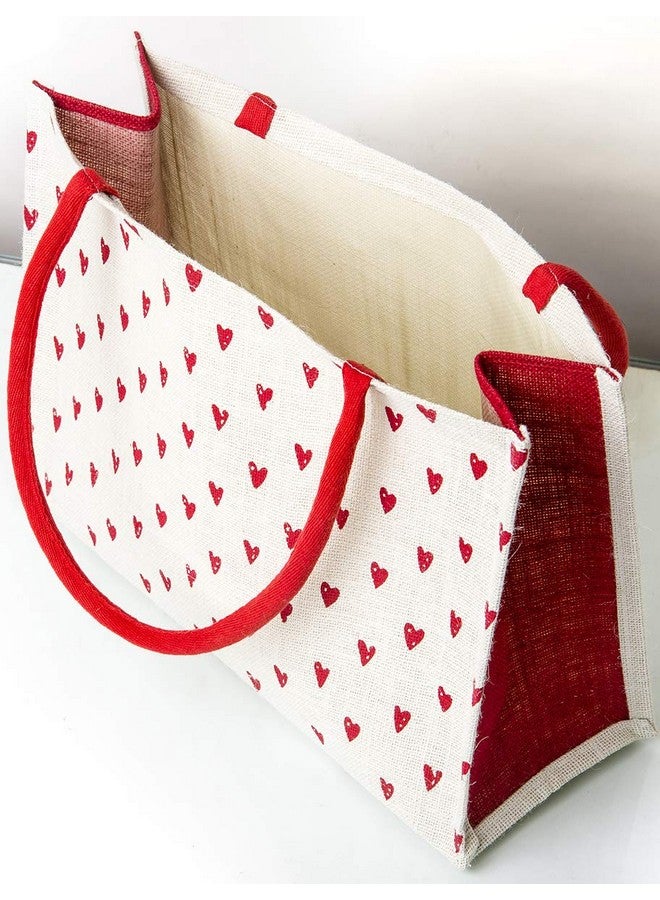 H&B Jute Shopping Bag - Jute Bags for grocery shopping | Trendy Bag | Shoulder Bag | Grocery Shopping Bag Large | Shopper Tote Bag - Heart (Combo of 2 - Red, Black) - Image 4