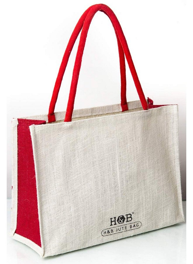 H&B Jute Shopping Bag - Jute Bags for grocery shopping | Trendy Bag | Shoulder Bag | Grocery Shopping Bag Large | Shopper Tote Bag - Heart (Combo of 2 - Red, Black) - Image 3