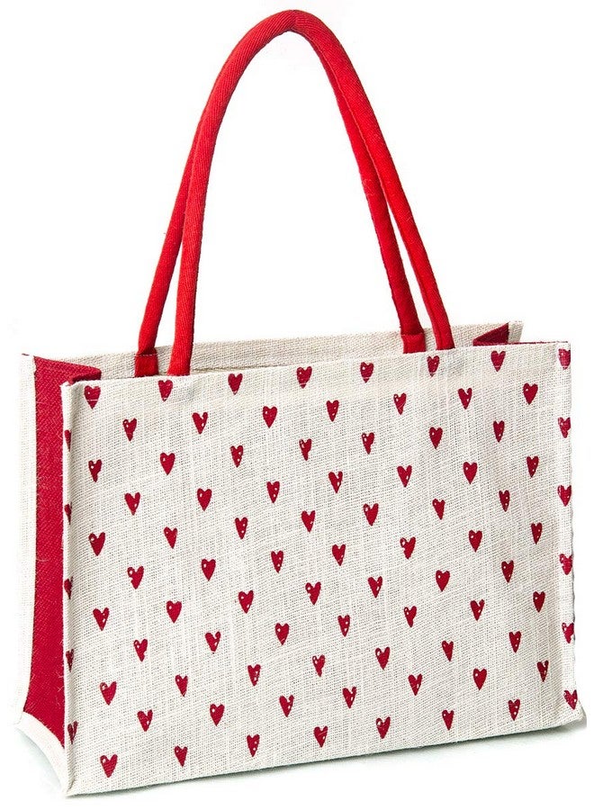 H&B Jute Shopping Bag - Jute Bags for grocery shopping | Trendy Bag | Shoulder Bag | Grocery Shopping Bag Large | Shopper Tote Bag - Heart (Combo of 2 - Red, Black) - Image 2