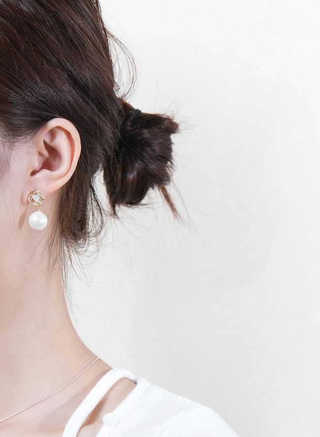 Take Two Faux Pearl Floral Accent Earrings - Image 4