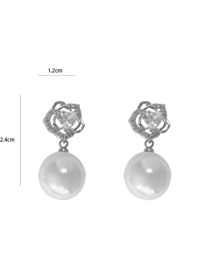 Take Two Faux Pearl Floral Accent Earrings - Image 3
