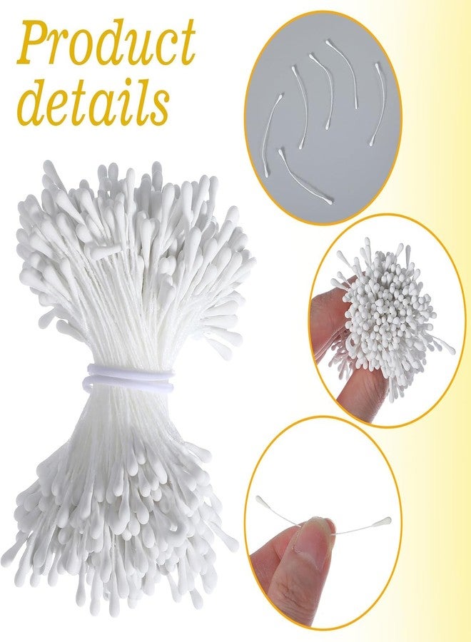 Just Flowers 350 PCS Pearl Double Head Artificial Flower Stamen Pistil | 2mm Mini Pollen for DIY Flower Making, Craft Decoration, Scrapbooking, Wedding & Festive Decor (White) - Image 2