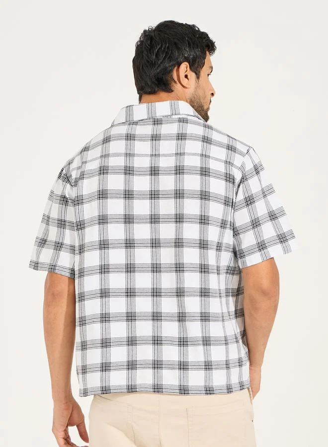 Styli Yarn Dyed Check Resort Collar Relaxed Fit Shirt