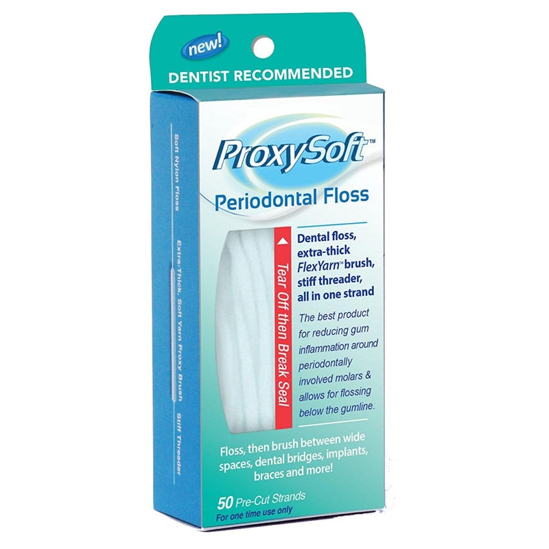 ProxySoft Periodontal Floss, 1 Pack - Dental Floss Threader, Braces Floss and Thick ProxyBrush for Daily Care of Periodontal Disease and Gum Health - Orthodontic Flossers for Braces and Teeth - Image 1