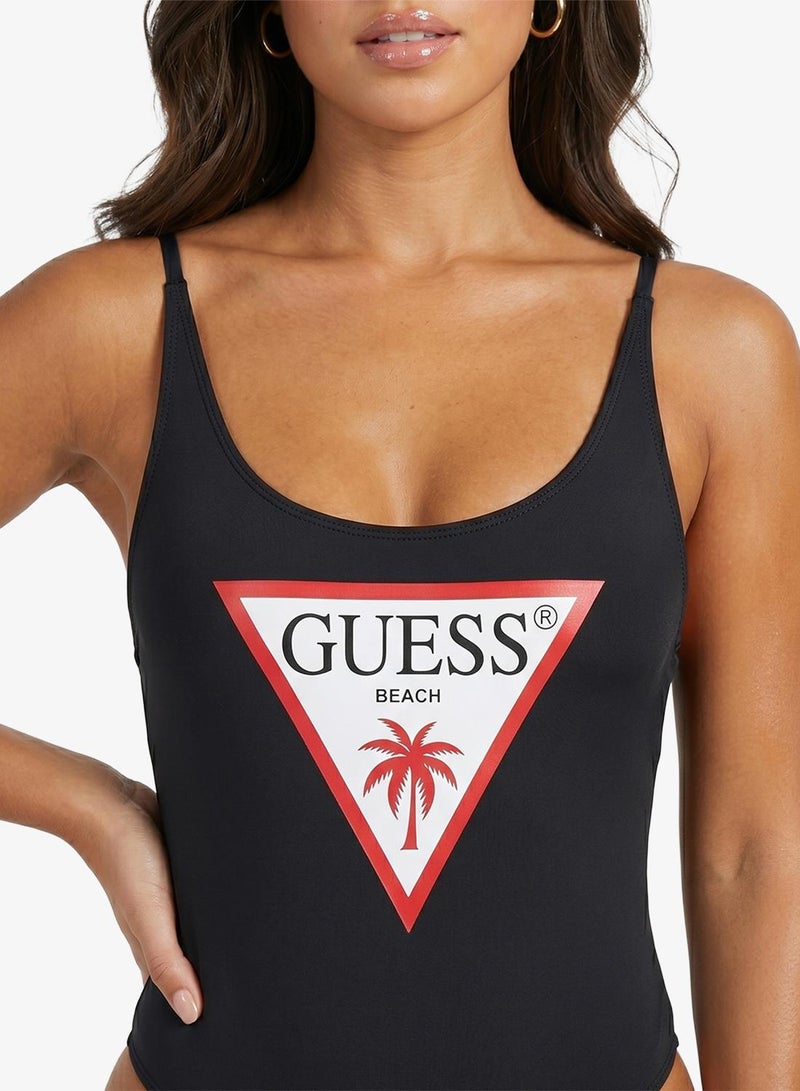 GUESS V-Neck High Leg Swimsuit - Image 2