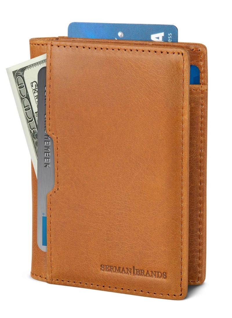 SERMAN BRANDS - SermanBrand Genuine Leather Card Wallet with Card Pull Strap - Image 1