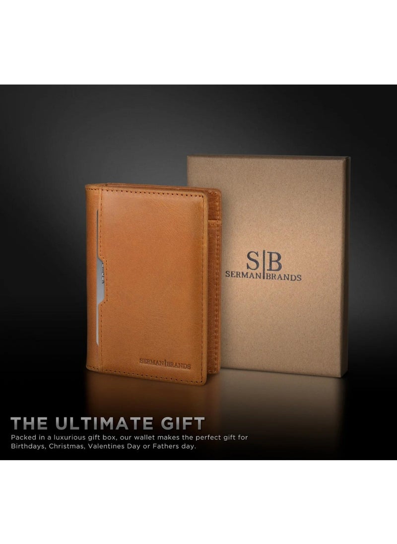 SERMAN BRANDS - SermanBrand Genuine Leather Card Wallet with Card Pull Strap - Image 1