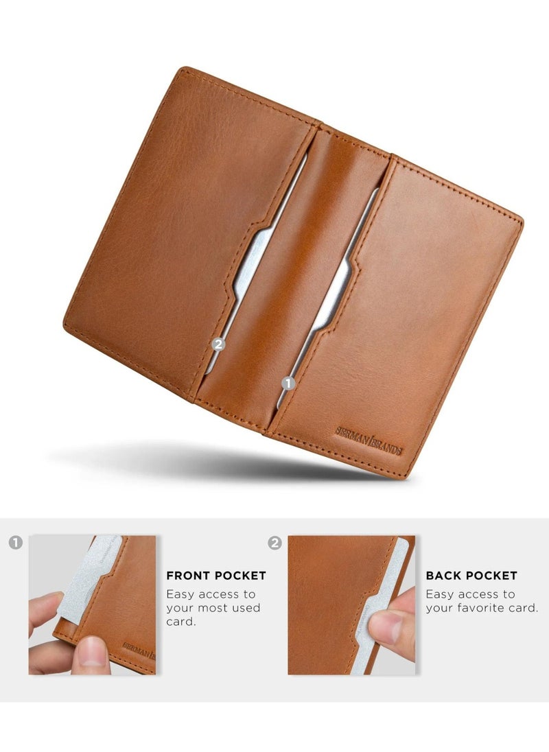 SERMAN BRANDS - SermanBrand Genuine Leather Card Wallet with Card Pull Strap - Image 1