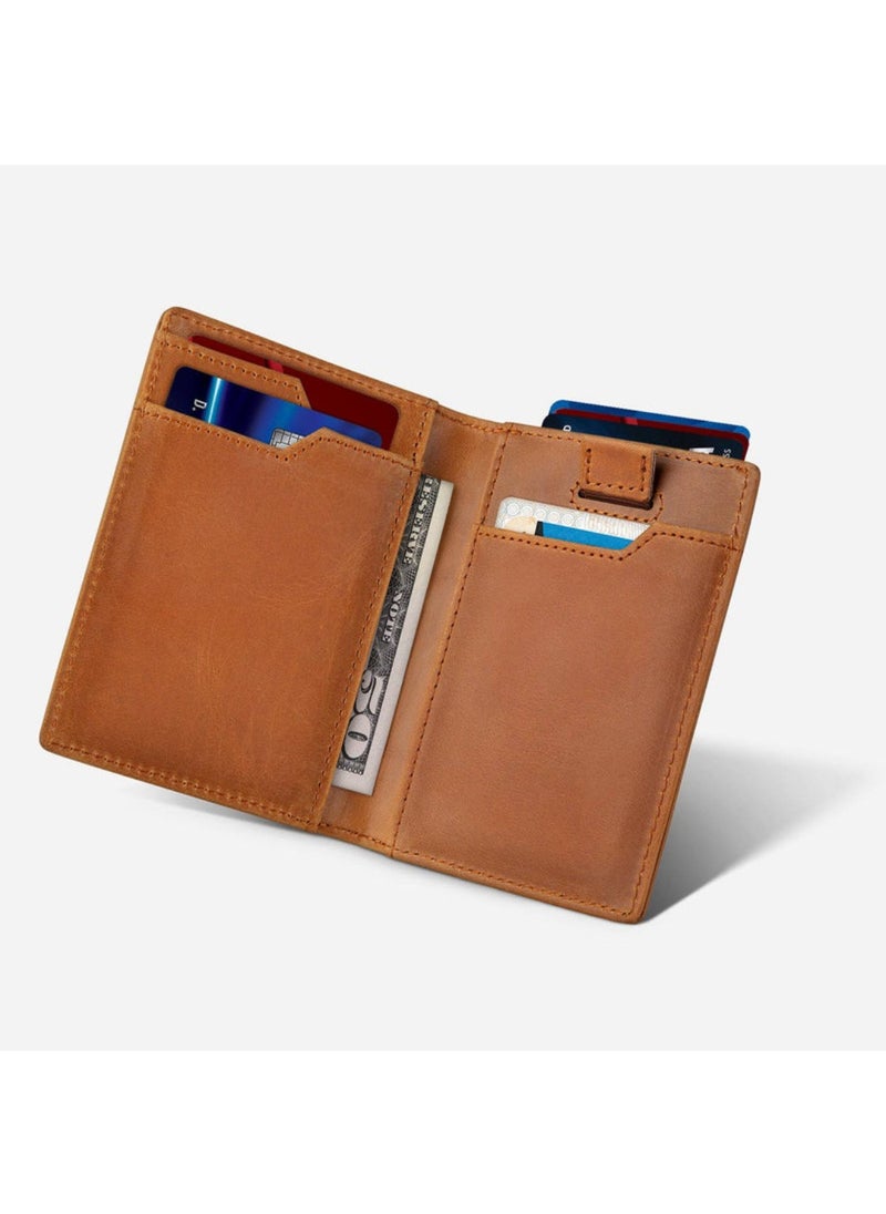 SERMAN BRANDS - SermanBrand Genuine Leather Card Wallet with Card Pull Strap - Image 1